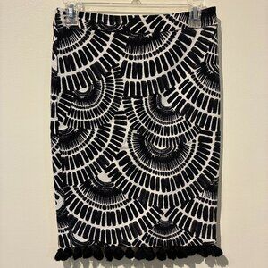 Trina‎ Turk Black & White Skirt with Tassels - Women's 0